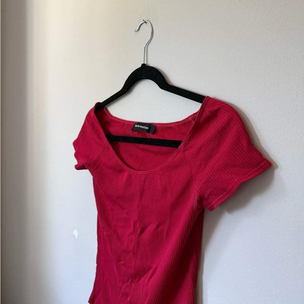 Reformation Vibrant Red Ribbed Top